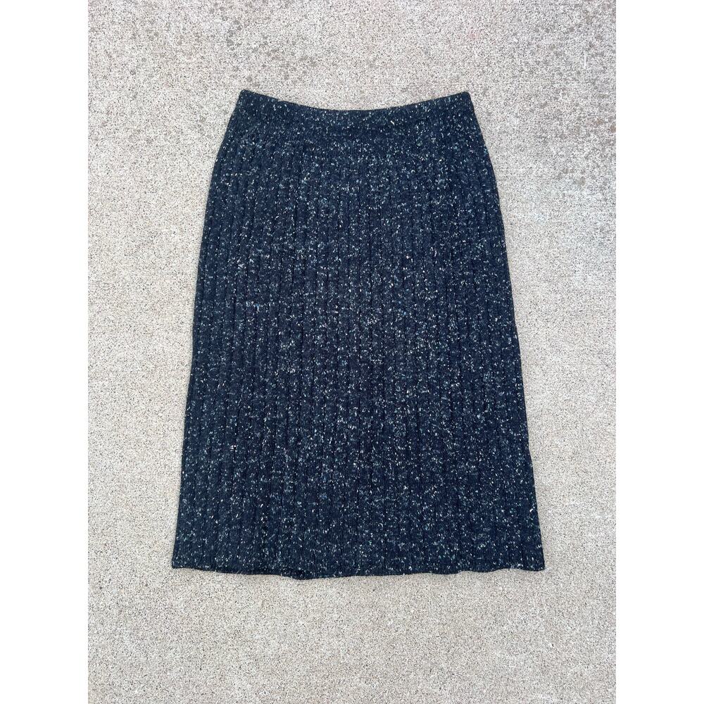 Vintage Keneth Too Wool Midi Skirt Gray Ribbed Quiet Luxury Heritage Core Size 5